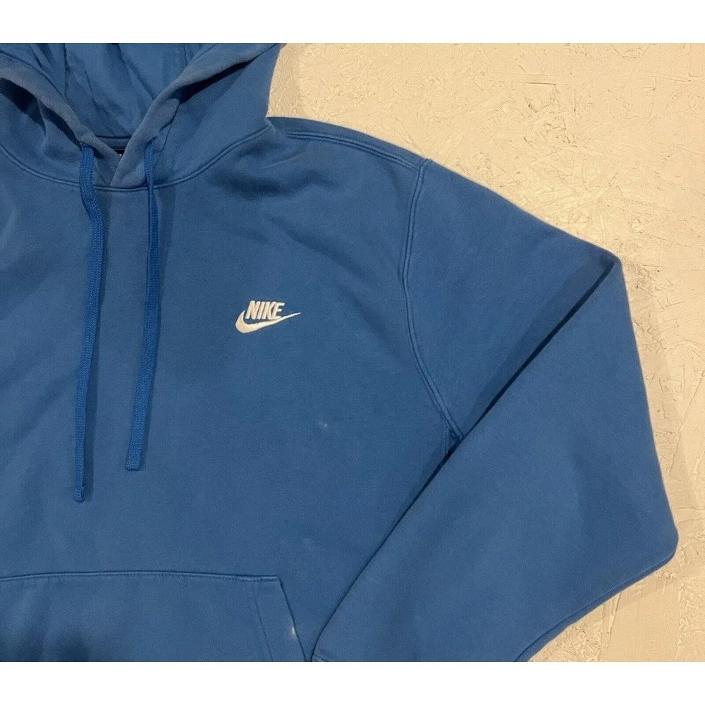 Nike‎ Hoodie Mens Medium Sportswear Club Fleece Pullover Sweatshirt Blue BV2654